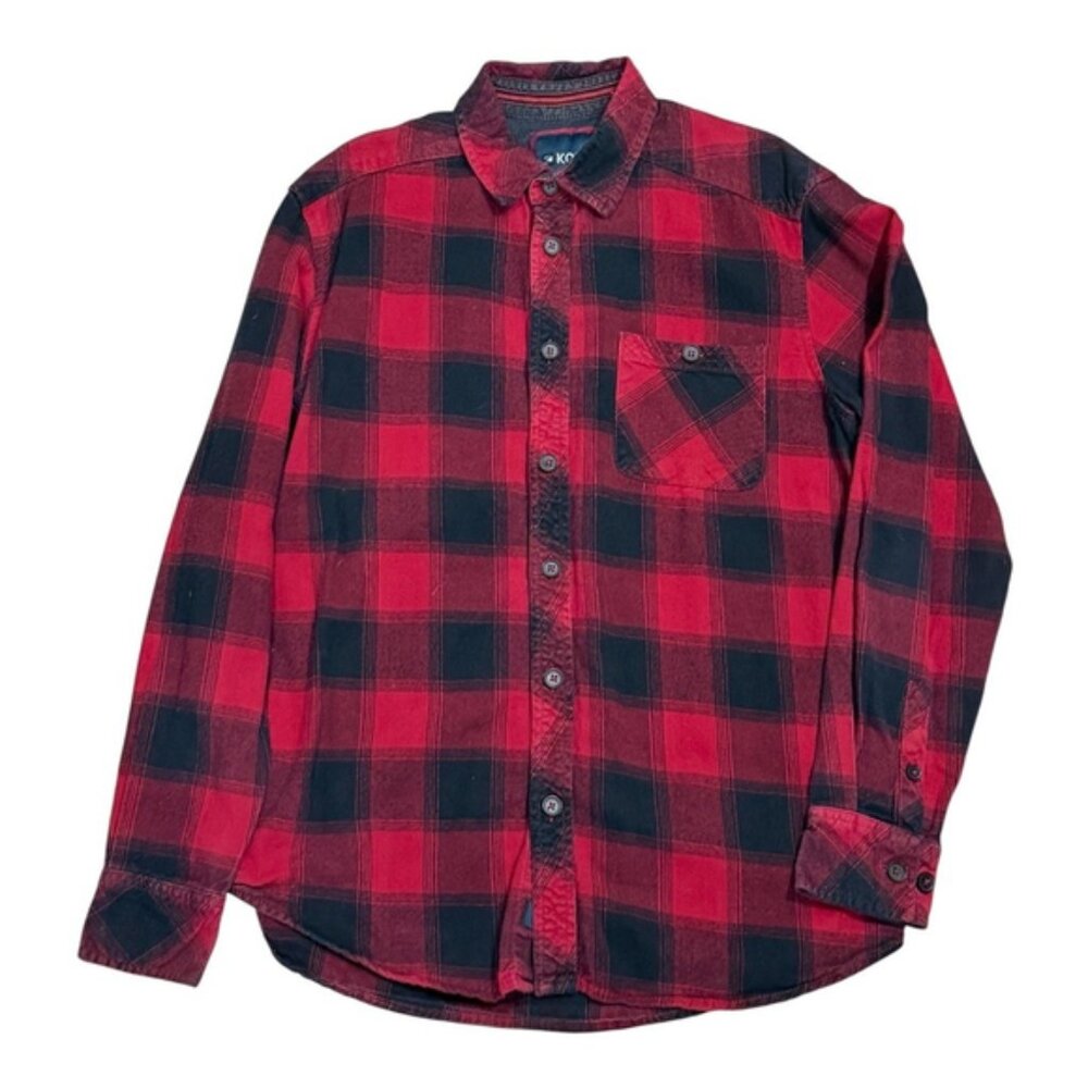 Kolby Shirt Mens Small Red Black Plaid Flannel Long Sleeve Button Front Pocket